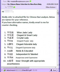 Auspicious Name Selections in 2013