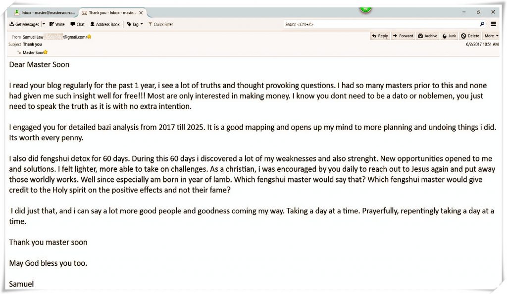 Feng Shui testimonial Feb 2017